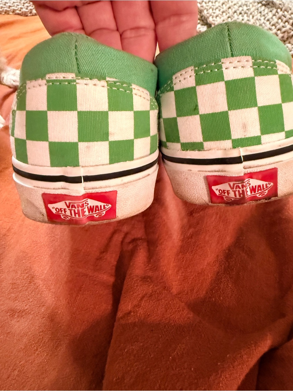 Vans Women’s Checkerboard Slip-On Sneakers - Green & White